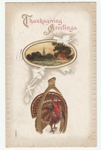 Vintage Postcard Thanksgiving Turkey Wishbone Rural Scene 1910 Embossed - £6.10 GBP