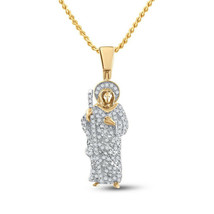 14kt Yellow Gold Mens Round Diamond Jesus Saint Charm Pendant 3/8 Cttw - £483.04 GBP