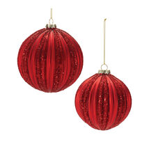 Ribbed Red Glass Ball Ornaments Set of 4 - $55.68