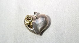 Vintage Gorham Sterling Silver Two Tone Puffy Heart Pendant K1389 - £22.34 GBP