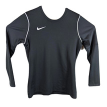 Womens Black Workout Sweatshirt Medium Nike Dry Pullover with White Stripe - $24.74