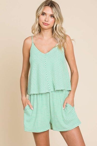 Culture Code Striped Double Flare Romper - Full Size - $28.71