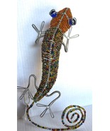 Beadworx glass bead art work multi gecko lizard retired 12” orange head - $67.49