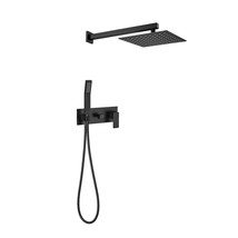 Brass Matte Black Shower Faucet Set Shower System 10 Inch Rainfall Shower, Black - £185.97 GBP
