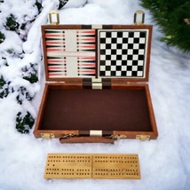 6 In 1 Travel Game Case Only No Pieces Chess Checkers Cribbage Backgammon Domino - £12.60 GBP