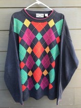 Vtg Gulf Traders Men&#39;s Argyle￼Sweater Size XL Knit Crew Neck 90s Ramie &amp; Cotton - £25.08 GBP