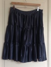 EUC DEREK LAM Graphie Gray 100% Silk Satin 3 tiered skirt SZ US 8 Made i... - $197.01