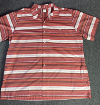 Haband Travelers Men’s Button Up Shirt 2XL Short Sleeve Striped Orange R... - £6.75 GBP
