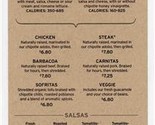 Chipotle Mexican Grill Menu and Nutrition Guide  - £11.04 GBP