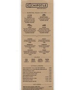 Chipotle Mexican Grill Menu and Nutrition Guide  - £10.98 GBP