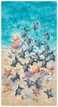 24&quot; X 44&quot; Panel Baby Sea Turtles Ocean Beach Starfish Cotton Fabric D685.65 - £6.88 GBP