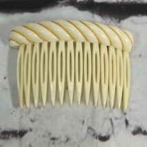 Vintage Beige Rope Slide Hair Comb Barrette Gold Wire Wrap  - $11.88