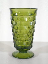Vintage Indiana Colony Whitehall GREEN CUBIST Footed Tea GLASS 12 Oz Rep... - $19.43 CAD
