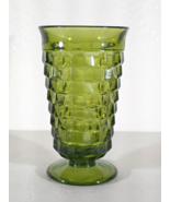 Vintage Indiana Colony Whitehall GREEN CUBIST Footed Tea GLASS 12 Oz Rep... - $265.66 MXN