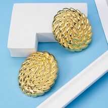 Egular chunky bold gold hoop earrings 24k gold plated thread texture statement earrings thumb200