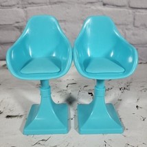 Two Barbie Dream House Retro Blue Chair Stool 2015 Replacement Kitchen - £12.24 GBP