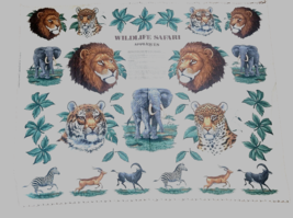 Cranston Joan Messmore Wildlife Safari Applique Fabric Panel 34 x 44&quot; Lion Tiger - $6.44