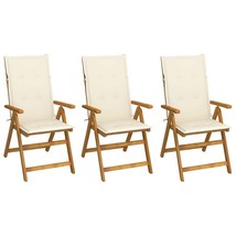  Garden Chair Set of 3 Cream Solid Acacia wood Medium Foldable - $7,267.70 MXN
