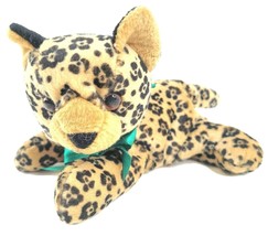 Kitten 7&quot; Beanbag Plush Cat Tan Flower Spots Green Bow World Class Promotions  - £7.61 GBP