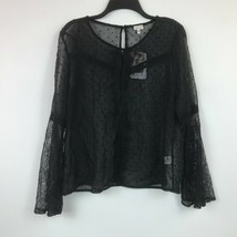 Self Esteem Women Size Large Black Keyhole Lace Long Sleeves Sheer Blouse RETAG - £9.73 GBP