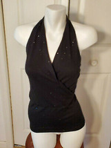 &quot;The Limited&quot; Black w/Sequins Low V Neck Halter Sweater/Vest Size XS - £7.59 GBP