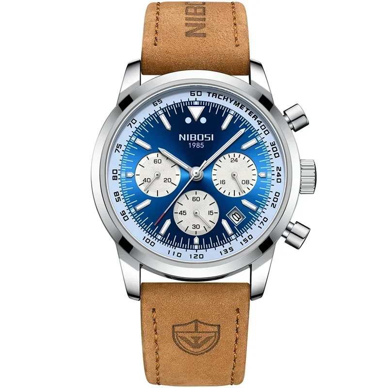 Men Watch Luxury Sports Waterproof Leather Men&#39;s Watches Clock Chronogra... - £30.84 GBP