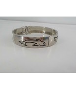HINGED SILVER COLOR BANGLE BRACELET ENGRAVED DOLPHIN HIDDEN CLASP JEWELR... - £19.17 GBP