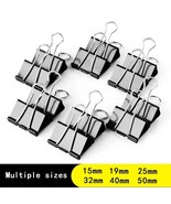 Metal Paper Clip  Foldback Metal Binder Clips Black Grip Clamps Statione... - $10.77 CAD+