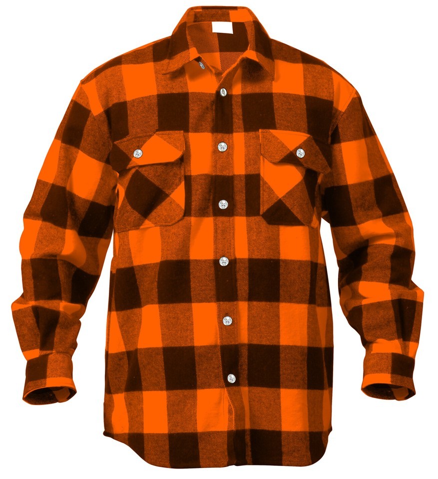 Rothco Buffalo Orange Plaid Extra Heavyweight Long Sleeve Flannel Shirt S To 4XL Item image 7