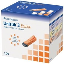 Unistik 3 Extra Single Use Safety Lancets x200 - $30.32