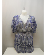 Ellen Weaver Ladies Sheer Swimsuit Cover Up Embellished Neck Blue Size L - £19.65 GBP