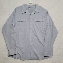 Columbia Mens Fishing Shirt XL Omni Shade Gray Vented Long Sleeve Casual - £22.01 GBP