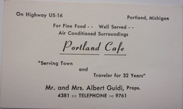 Vintage Portland Cafe  Business Card Portland MI - £1.55 GBP