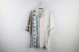 Vtg 90s Streetwear Mens Large Abstract Rainbow Rayon Collared Button Shirt USA - £42.73 GBP