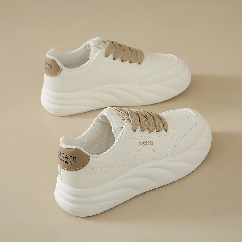 Sneakers Solid Color Thick Sole Small White Shoes Spring New Casual Women Shoes - £28.01 GBP
