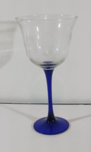 Vintage LUMINARC SOPHIA Wine Glass BLUE Stem &amp; Base  7.75&quot; - $8.54