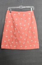 Talbots Flamingo Embroidered Skirt Lined Coral Pink Above Knee Vacation ... - £15.58 GBP