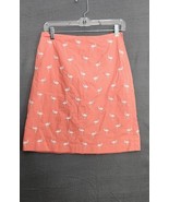 Talbots Flamingo Embroidered Skirt Lined Coral Pink Above Knee Vacation ... - $27.34 CAD