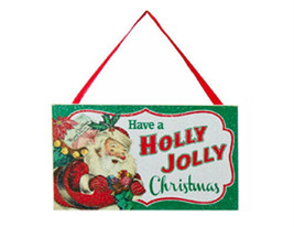 Kurt S. Adler &quot;Have A Holly Jolly Christmas&quot; Wooden Sign Glitter Xmas Ornament - £4.61 GBP