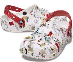 CROCS X PEANUTS CLASSIC CLOG, WHITE / RED 208629-94S Men&#39;s 6 Womans  8 - $74.79