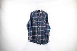 Vintage 90s Wrangler Mens LT Faded Heavyweight Flannel Snap Button Shirt Plaid - £38.89 GBP