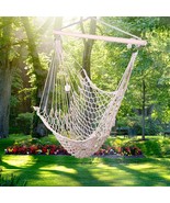 Hanging Rope Chair Swing Cotton Beige Hammock Indoor Outdoor Patio Porch Camping - $29.88