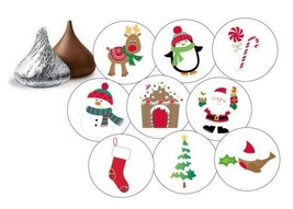 108 Cute Christmas Hershey Kiss Stickers Labels Envelope Seals 0.75&quot; Gifts - £5.78 GBP