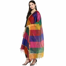 Handmade Multicolored Silk Dupatta Indian Scarf Dupatta Stole Hijab Daily Uses - £8.28 GBP