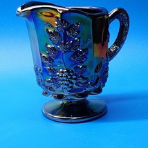 Westmoreland Paneled Grape &amp; Vine Mirrored Carnival Glass 5” Footed Pitcher - £33.40 GBP