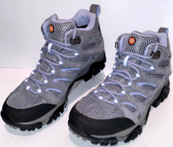 Merrell Waterproof Boots Womens Moab Size 8.5 Suede J88792 Grey Periwinkle Hike - £40.20 GBP