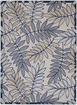 HomeRoots 384886 8 x 11 ft. Ivory &amp; Navy Leaves Indoor &amp; Outdoor Area Rug - £212.19 GBP