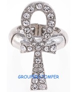 Ankh Spiritual Crystal Rhinestone Ring with Stretch Band Positive Power - £15.63 GBP+