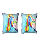 Pair Of Betsy Drake Spoonbill Head Large Indoor Outdoor Pillows 16 X 20 - £70.05 GBP