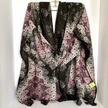 Feel The Love From Sandy Sid Geometric Pink Black White Wrap Shawl Scarf 80x40in - £19.63 GBP